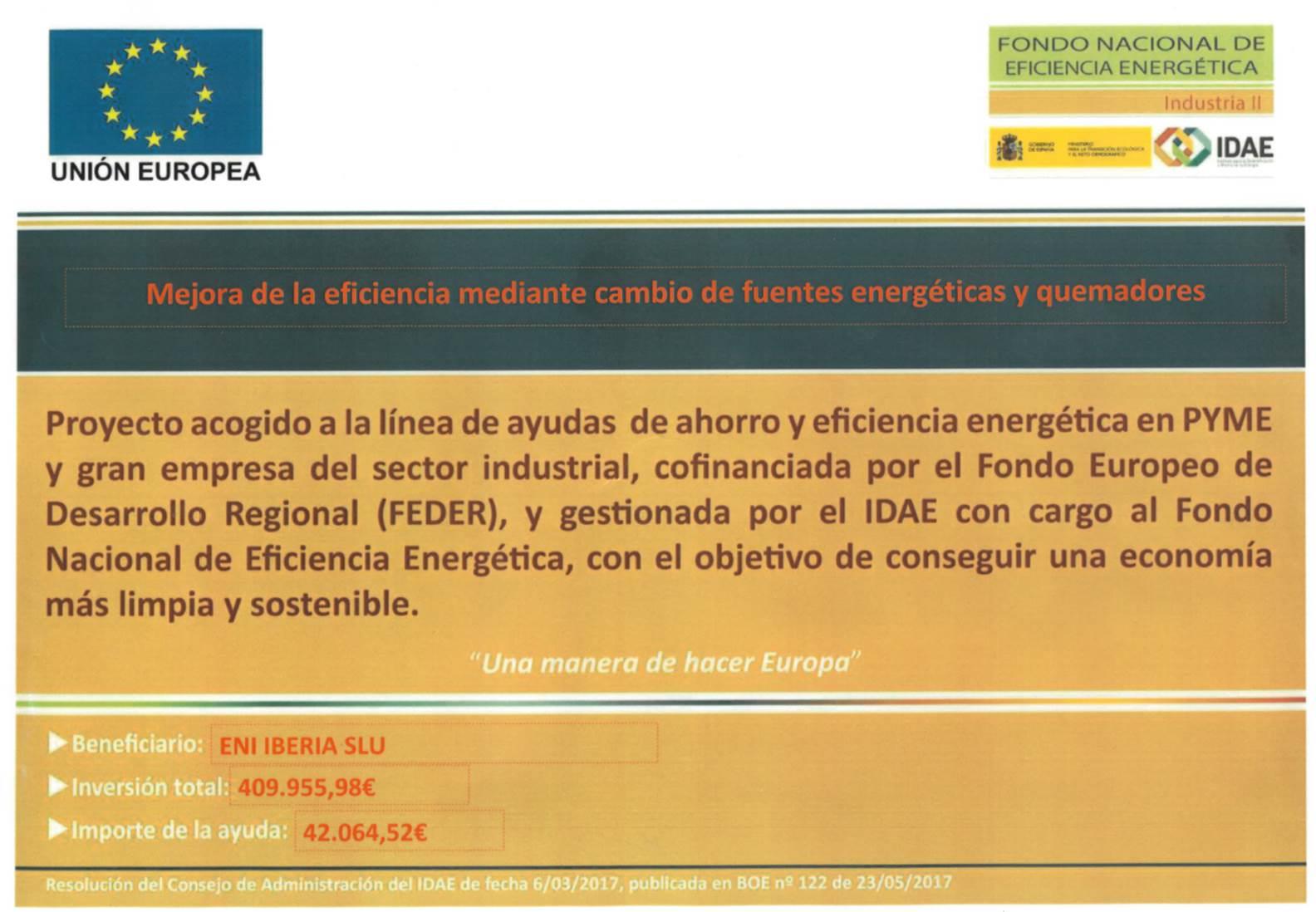 MEJORA DE LA EFICIENCIA ENERGÉTICA MEDIANTE CAMBIO DE FUENTES ENERGÉTICAS Y QUEMADORES